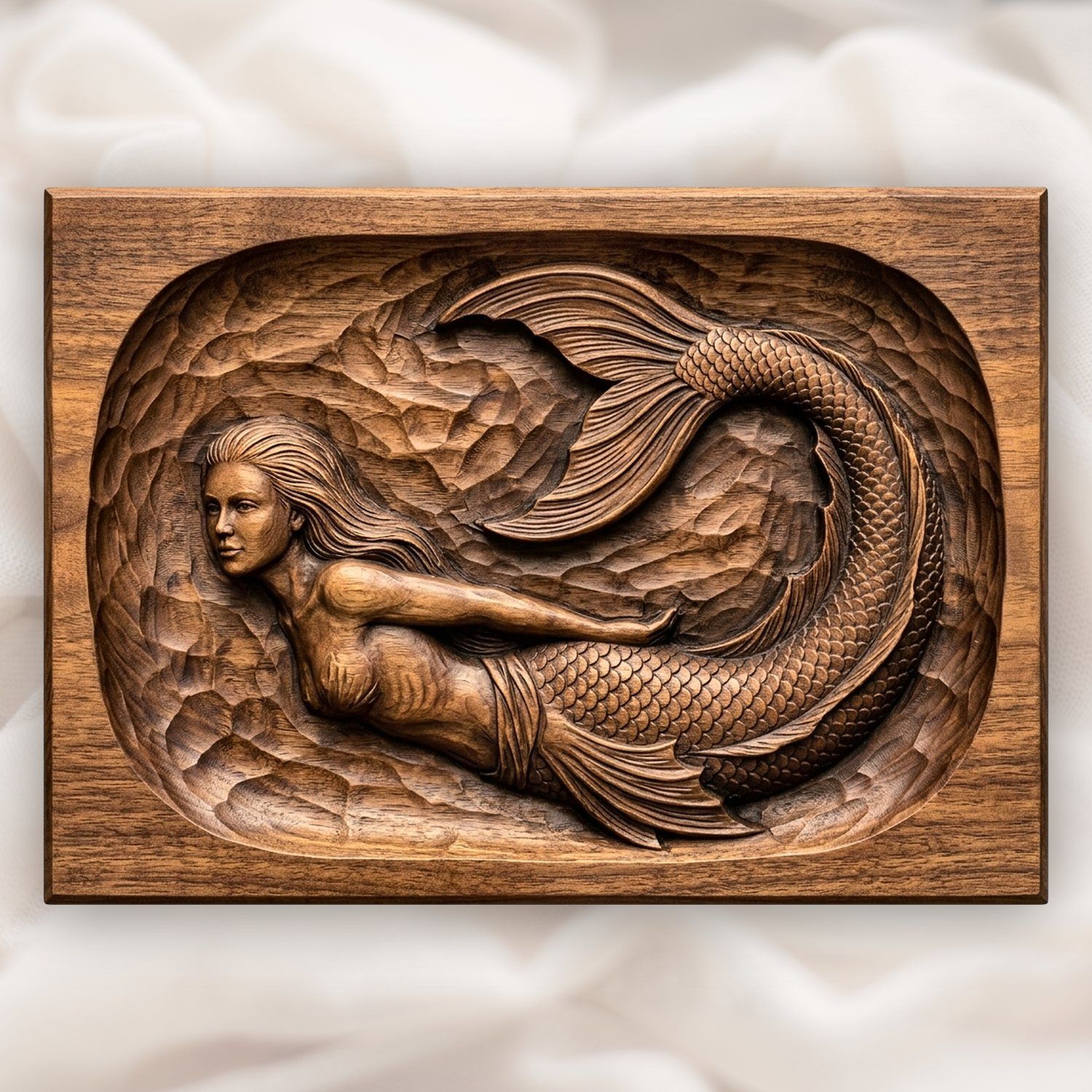 Mermaid Siren Ocean Fantasy CNC Relief STL bas-relief STL design