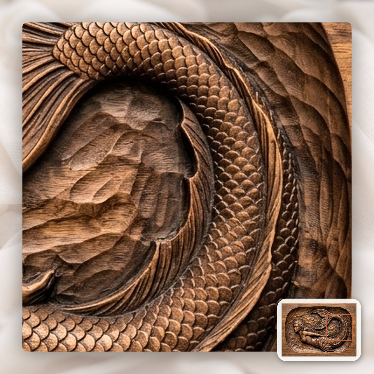 Mermaid Siren Ocean Fantasy CNC Relief STL bas-relief STL — view 12