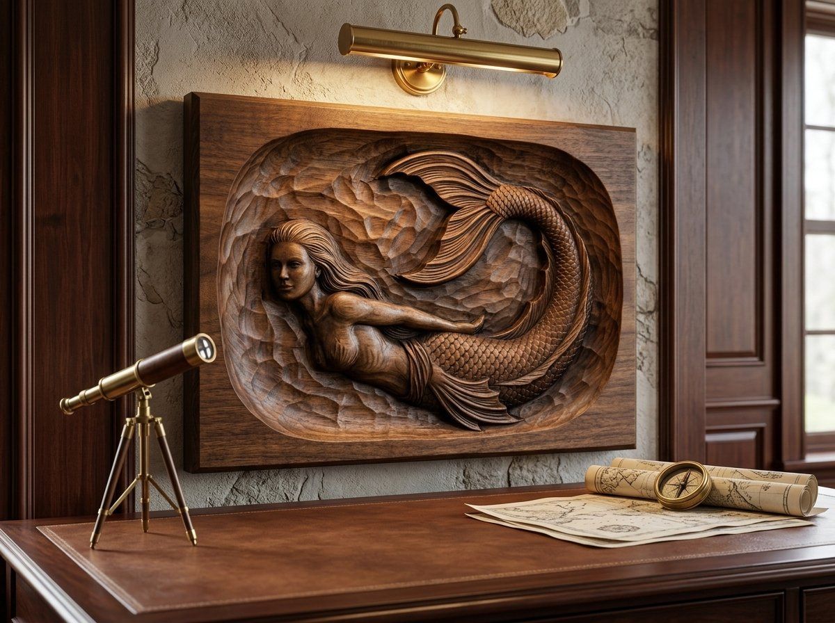 Mermaid Siren Ocean Fantasy CNC Relief STL bas-relief STL — view 14