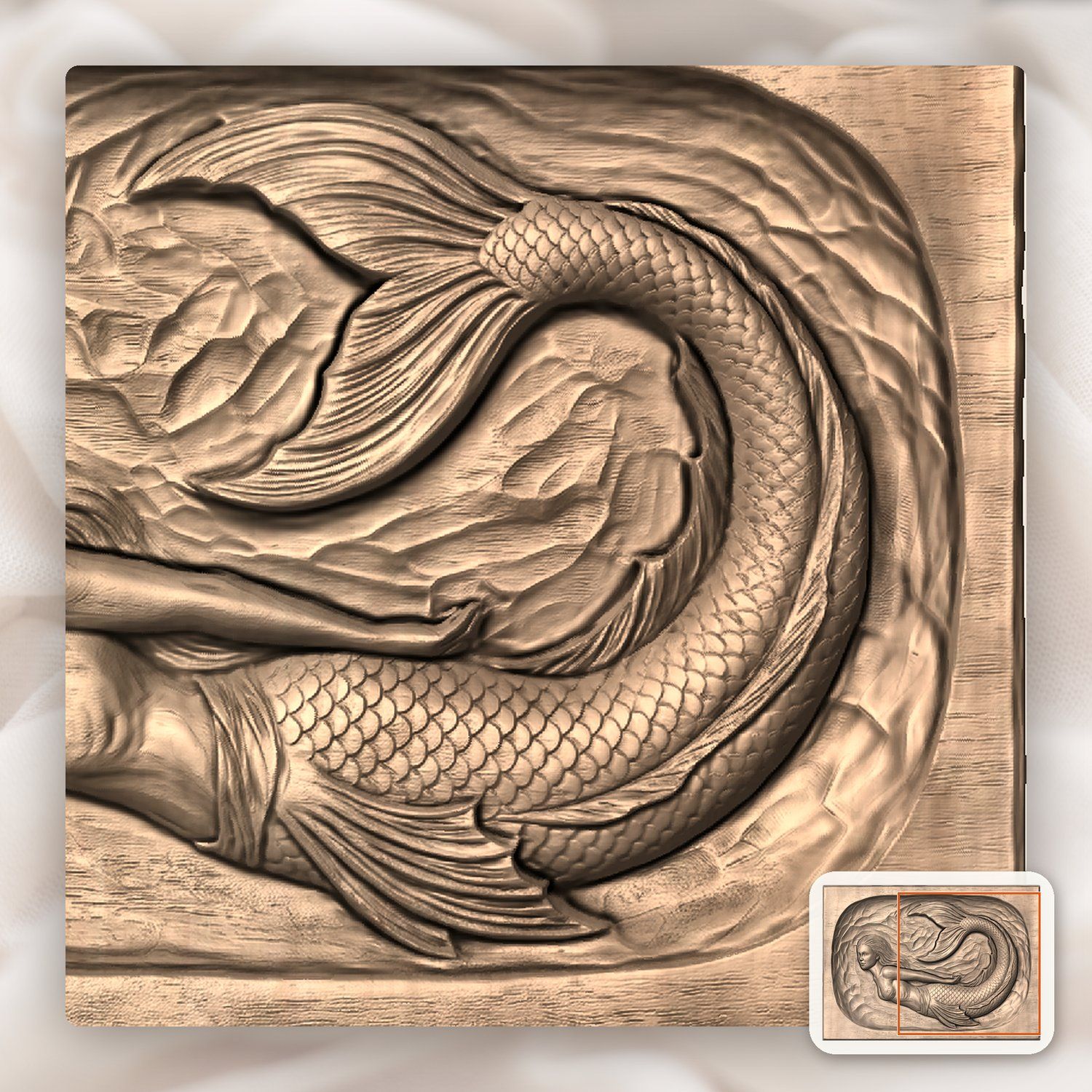 Mermaid Siren Ocean Fantasy CNC Relief STL bas-relief STL — view 10