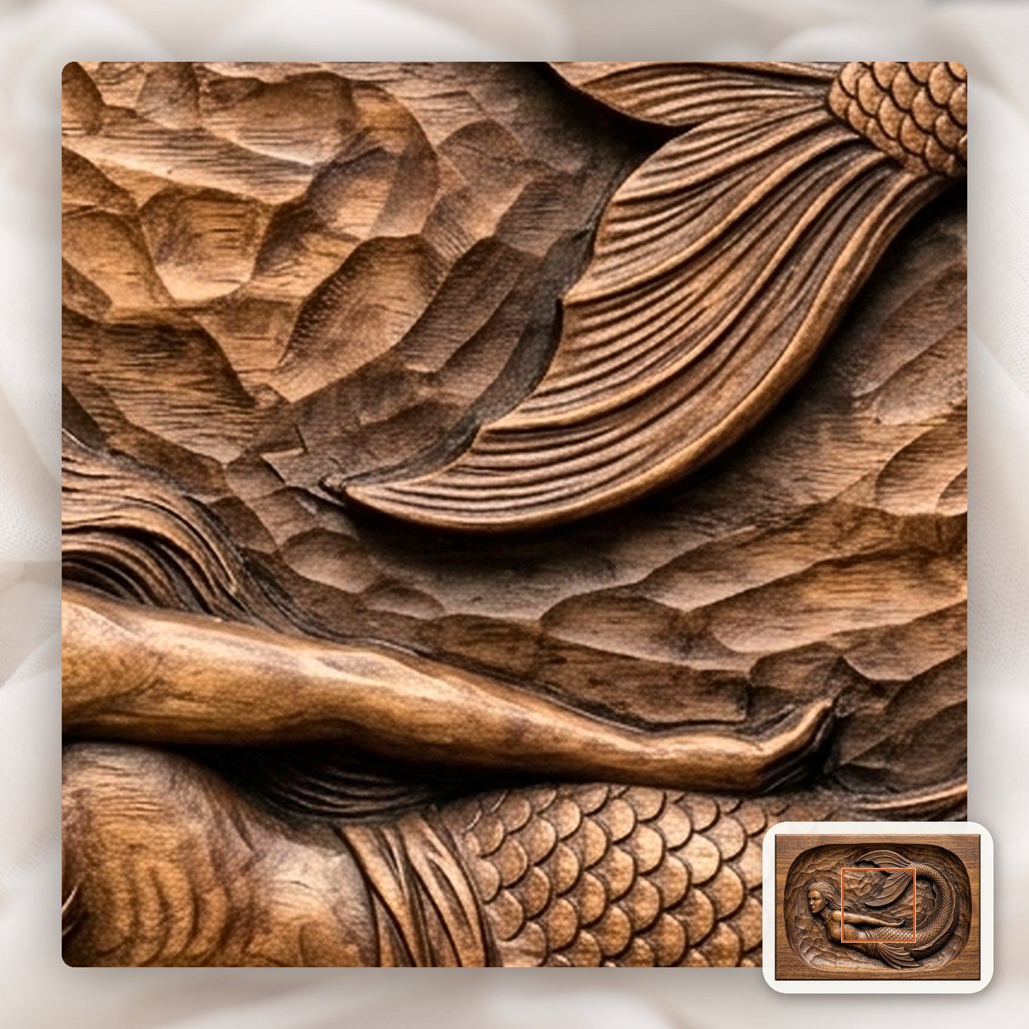 Mermaid Siren Ocean Fantasy CNC Relief STL bas-relief STL — view 11