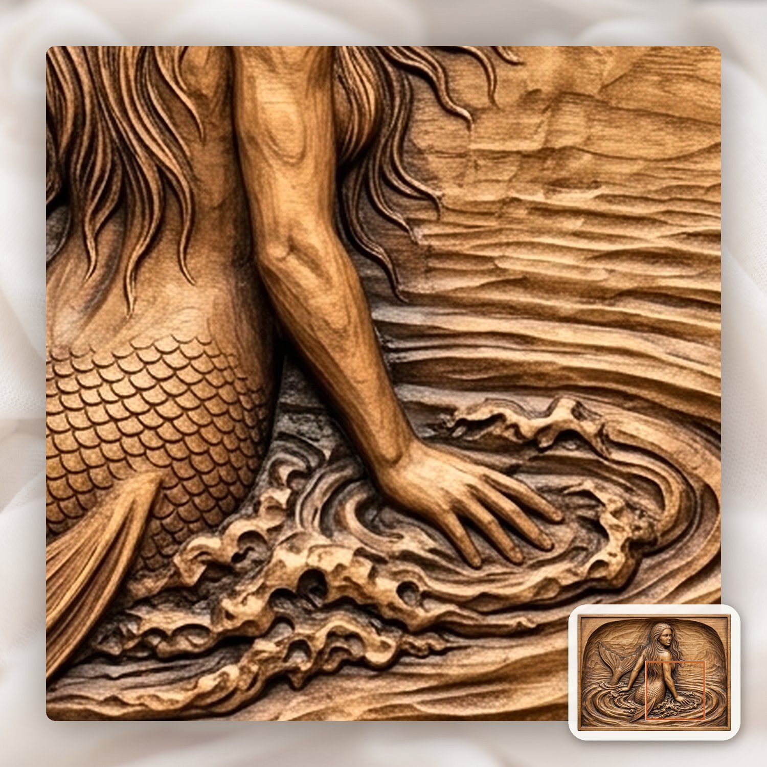 Mermaid Surfacing CNC Relief STL bas-relief STL — view 12