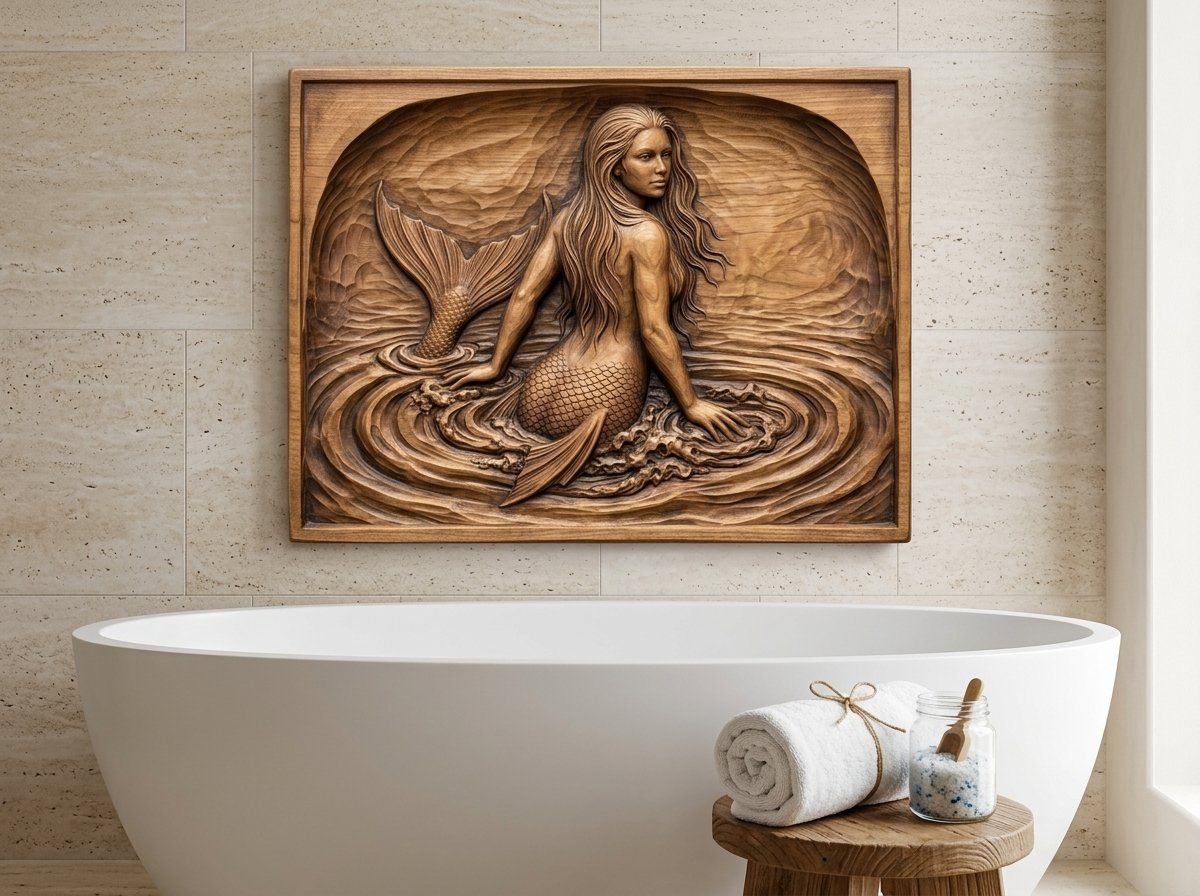 Mermaid Surfacing CNC Relief STL bas-relief STL — view 13