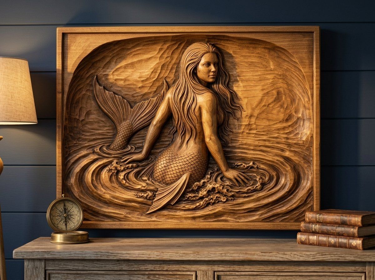 Mermaid Surfacing CNC Relief STL bas-relief STL — view 14