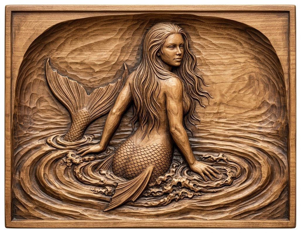 Mermaid Surfacing CNC Relief STL bas-relief STL — view 4