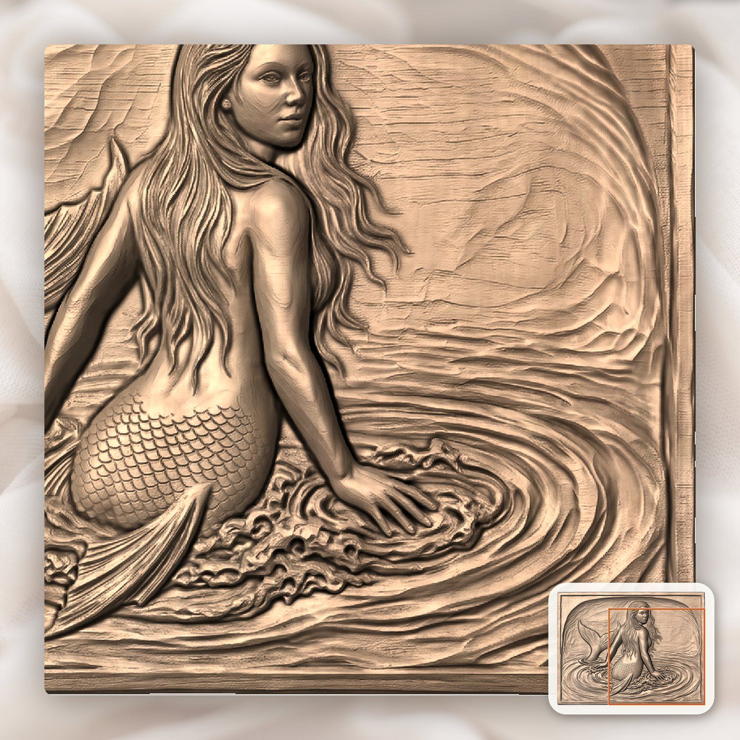 Mermaid Surfacing CNC Relief STL bas-relief STL — view 8
