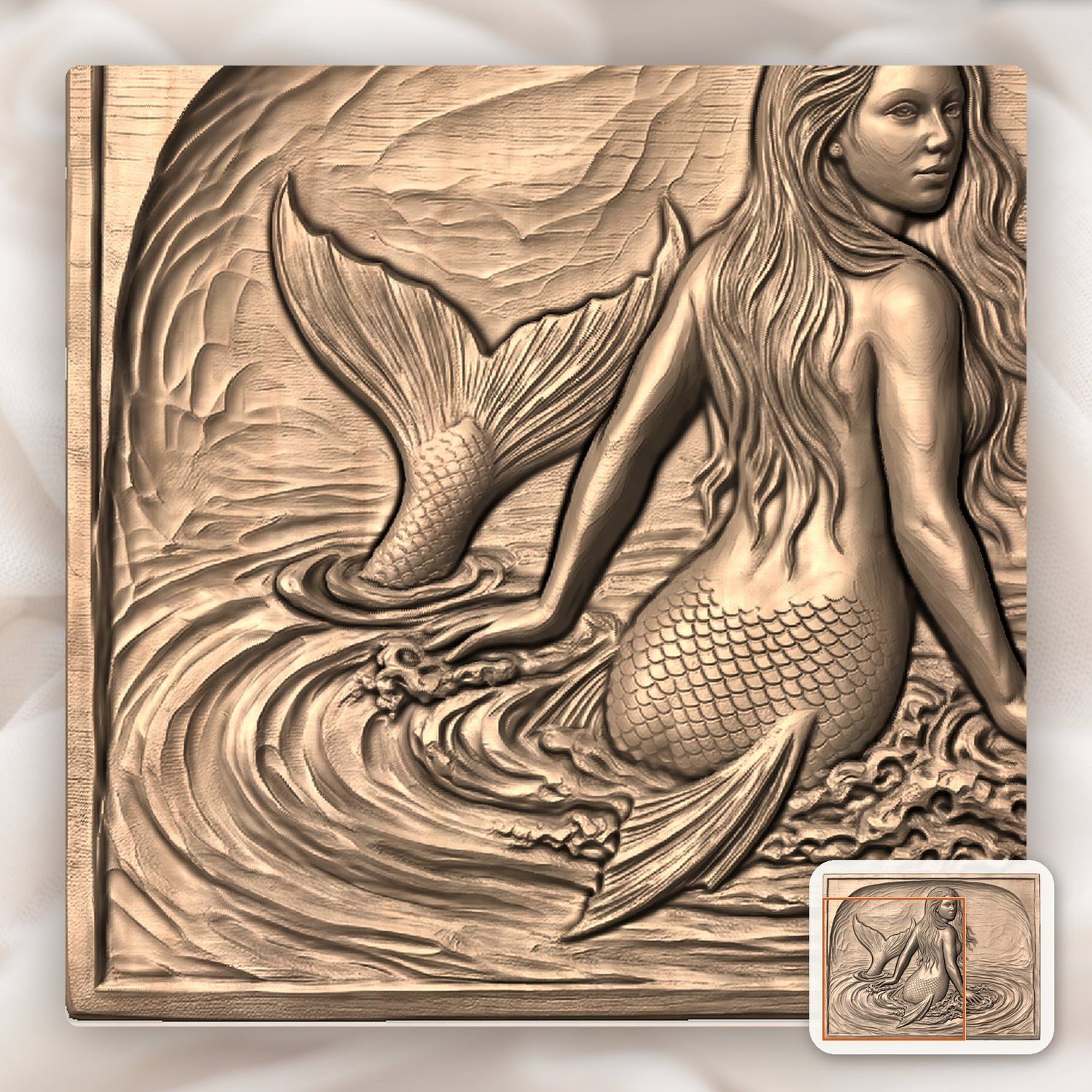 Mermaid Surfacing CNC Relief STL bas-relief STL — view 9