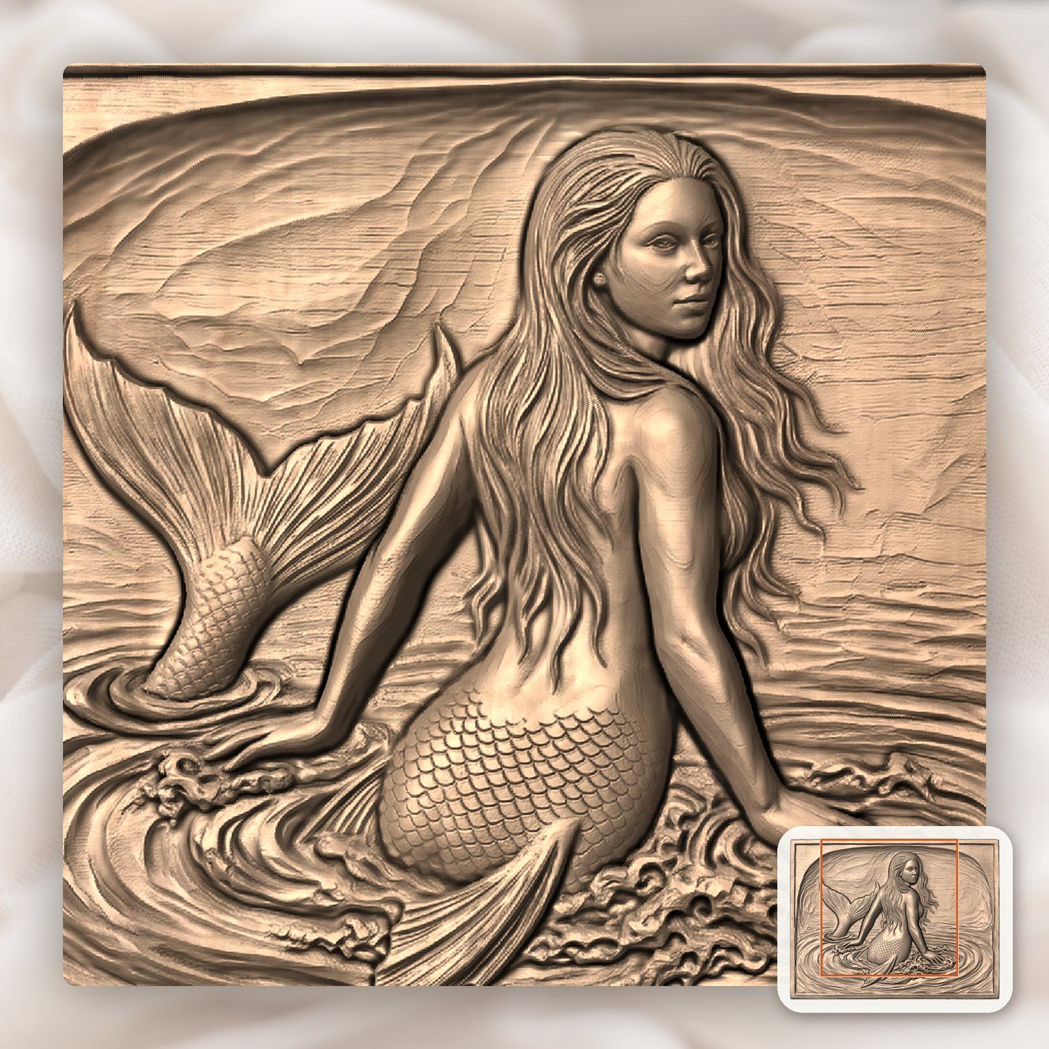 Mermaid Surfacing CNC Relief STL bas-relief STL — view 10