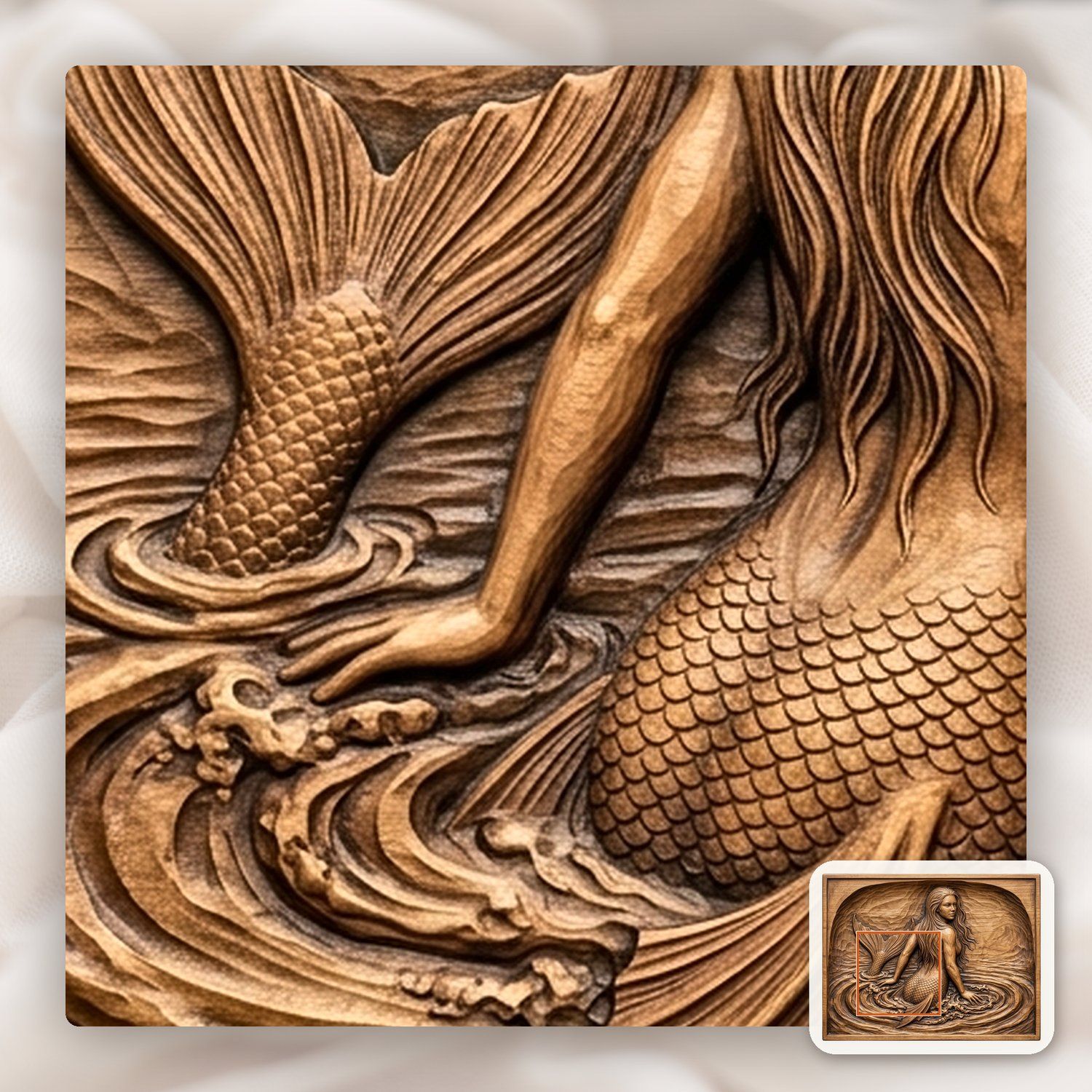 Mermaid Surfacing CNC Relief STL bas-relief STL — view 11
