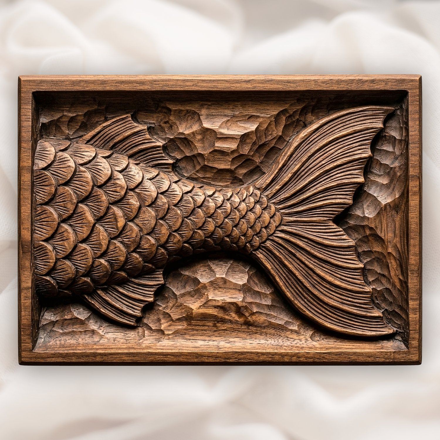 Mermaid Tail Scale Fluke CNC Relief STL bas-relief STL design