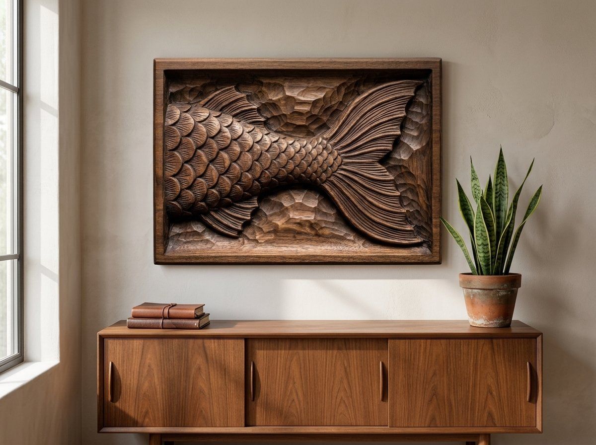 Mermaid Tail Scale Fluke CNC Relief STL bas-relief STL — view 13