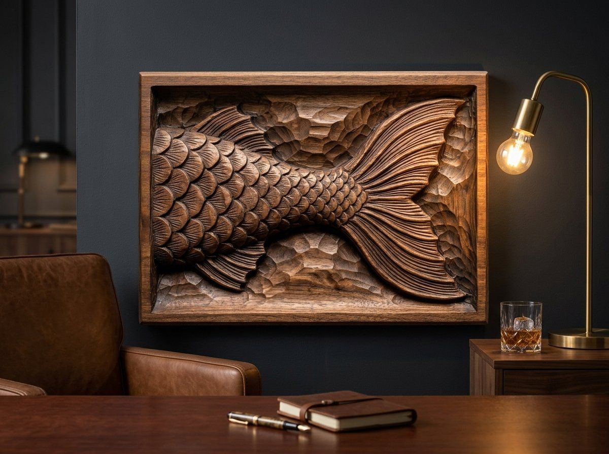 Mermaid Tail Scale Fluke CNC Relief STL bas-relief STL — view 14