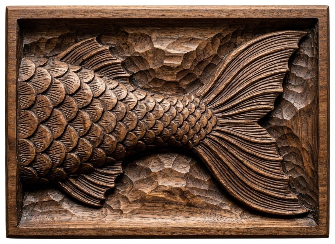 Mermaid Tail Scale Fluke CNC Relief STL bas-relief STL — view 4