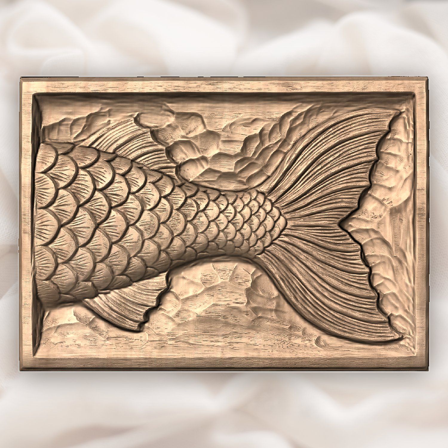 Mermaid Tail Scale Fluke CNC Relief STL bas-relief STL — view 5