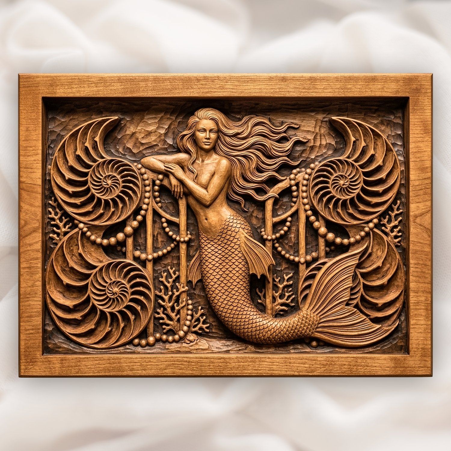 Mermaid Underwater Palace Gate CNC Relief STL bas-relief STL design