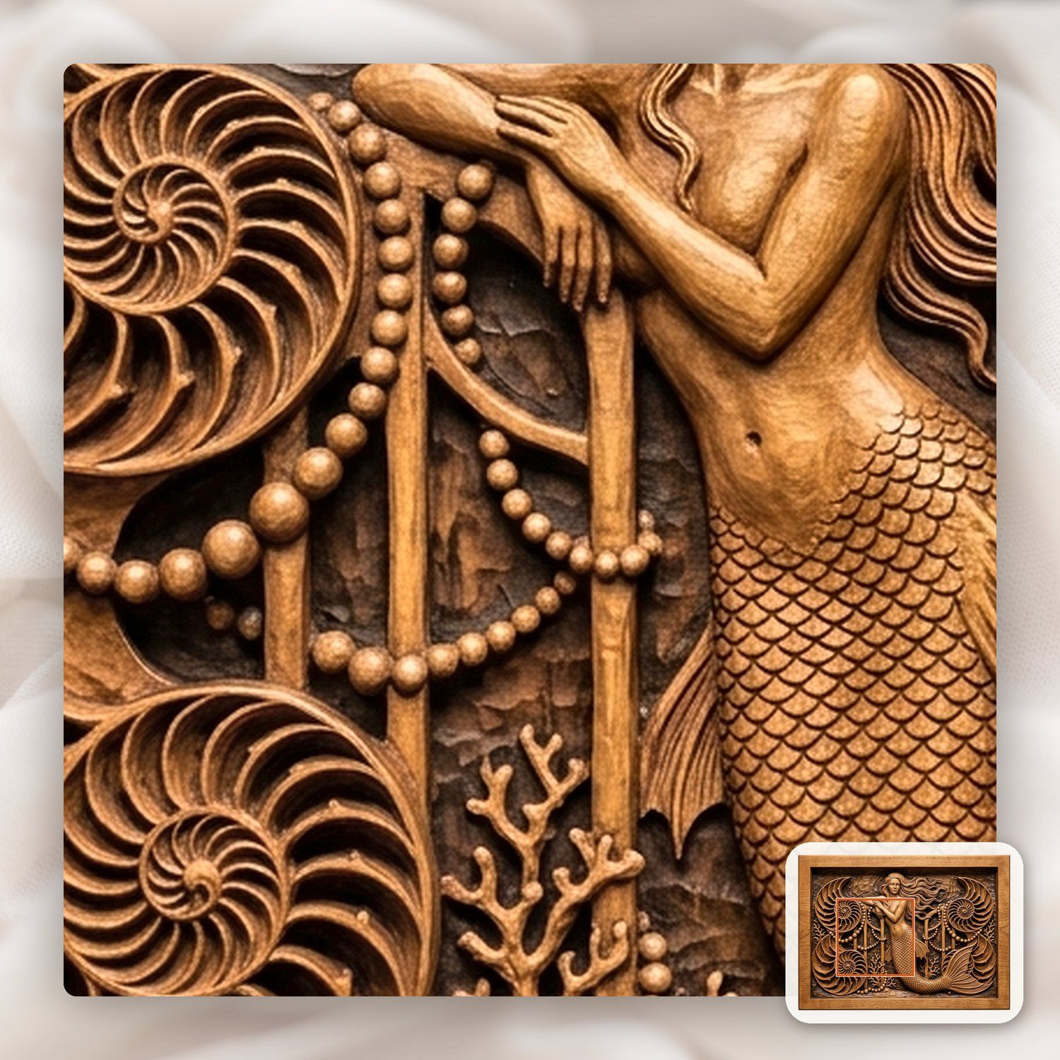 Mermaid Underwater Palace Gate CNC Relief STL bas-relief STL — view 12