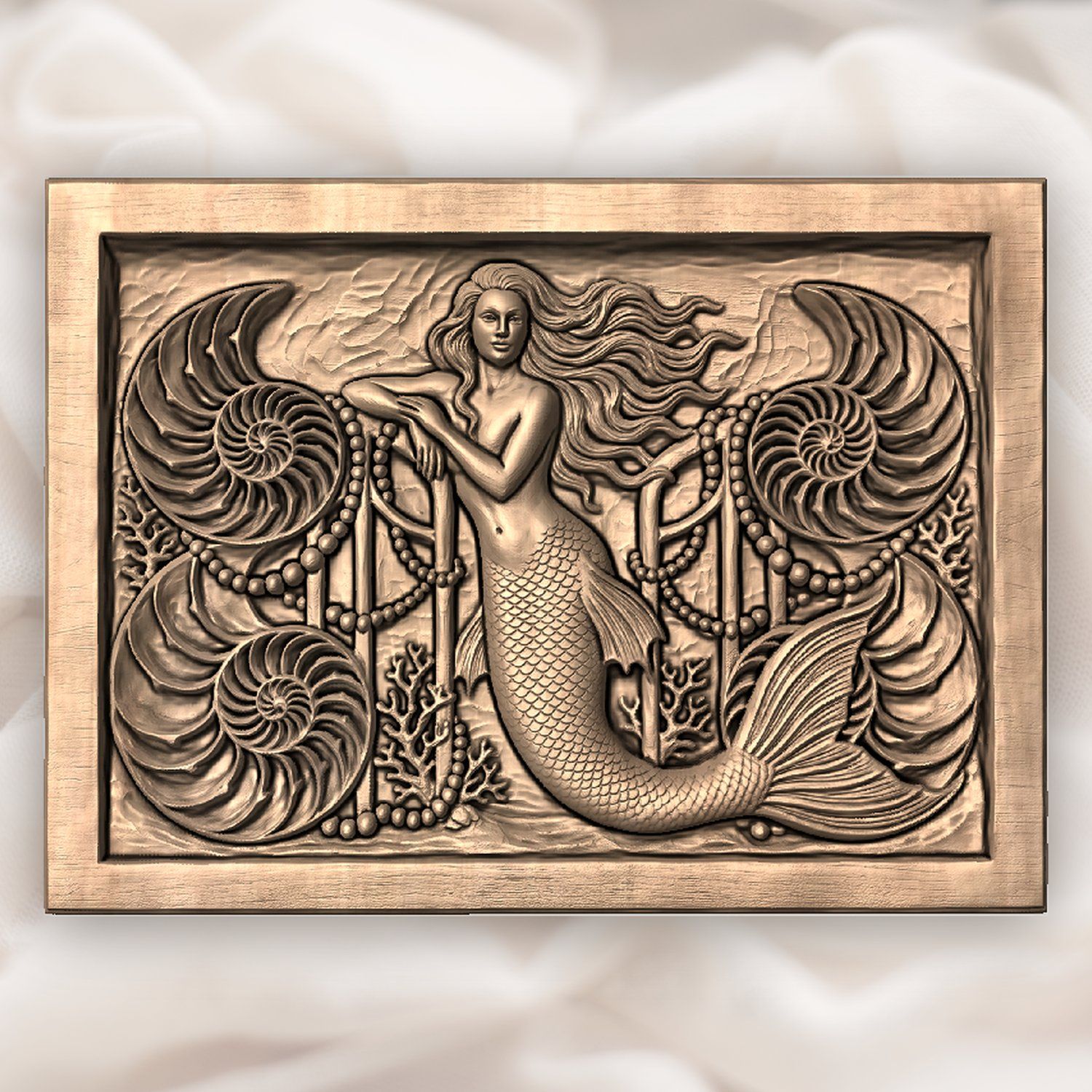 Mermaid Underwater Palace Gate CNC Relief STL bas-relief STL — view 5