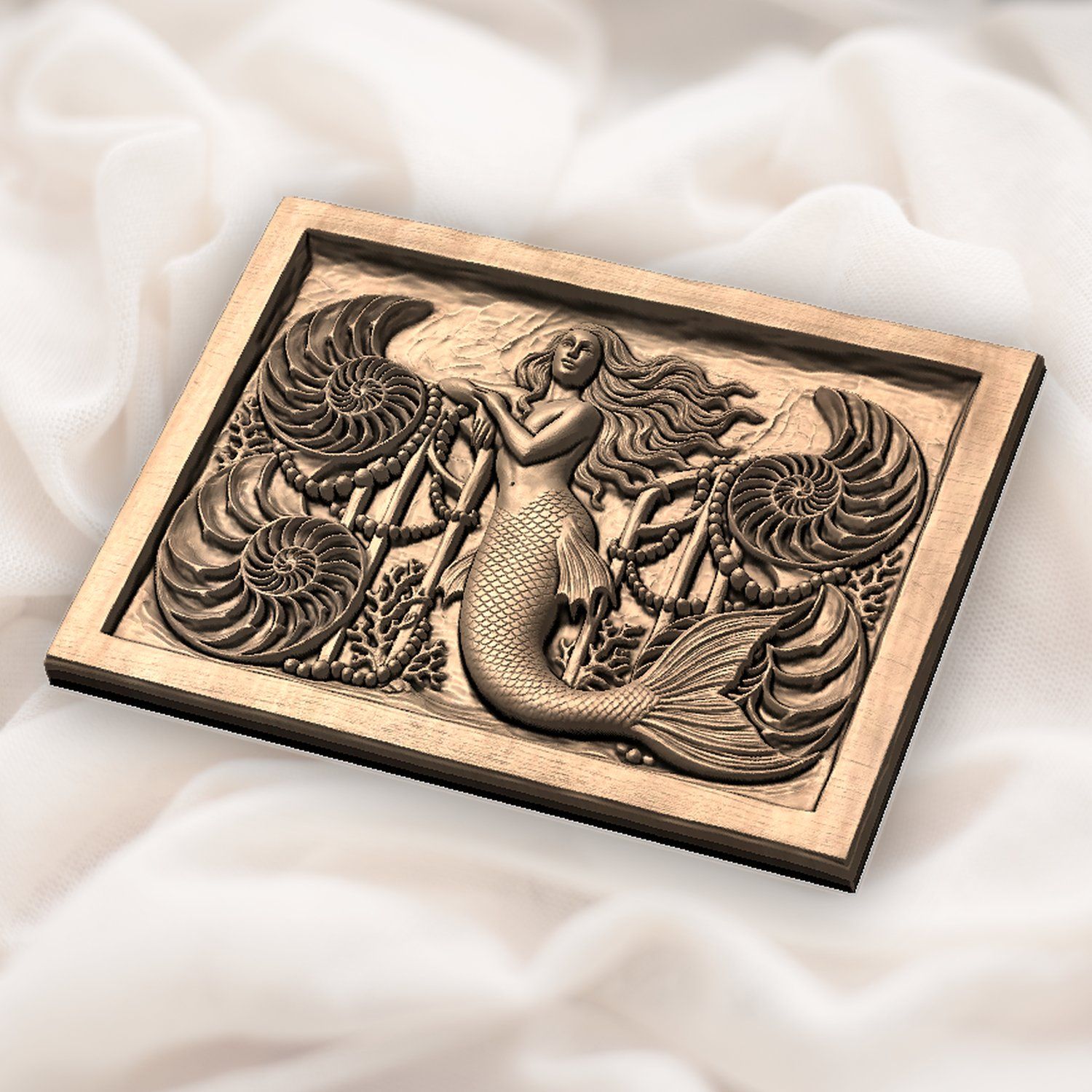 Mermaid Underwater Palace Gate CNC Relief STL bas-relief STL — view 6
