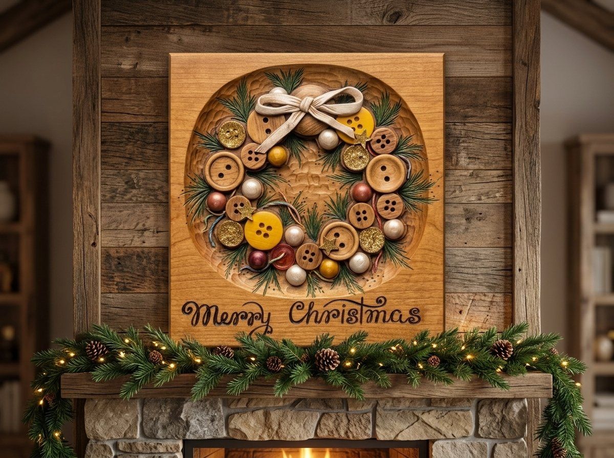 Merry Christmas Button Wreath CNC Relief STL bas-relief STL — view 12