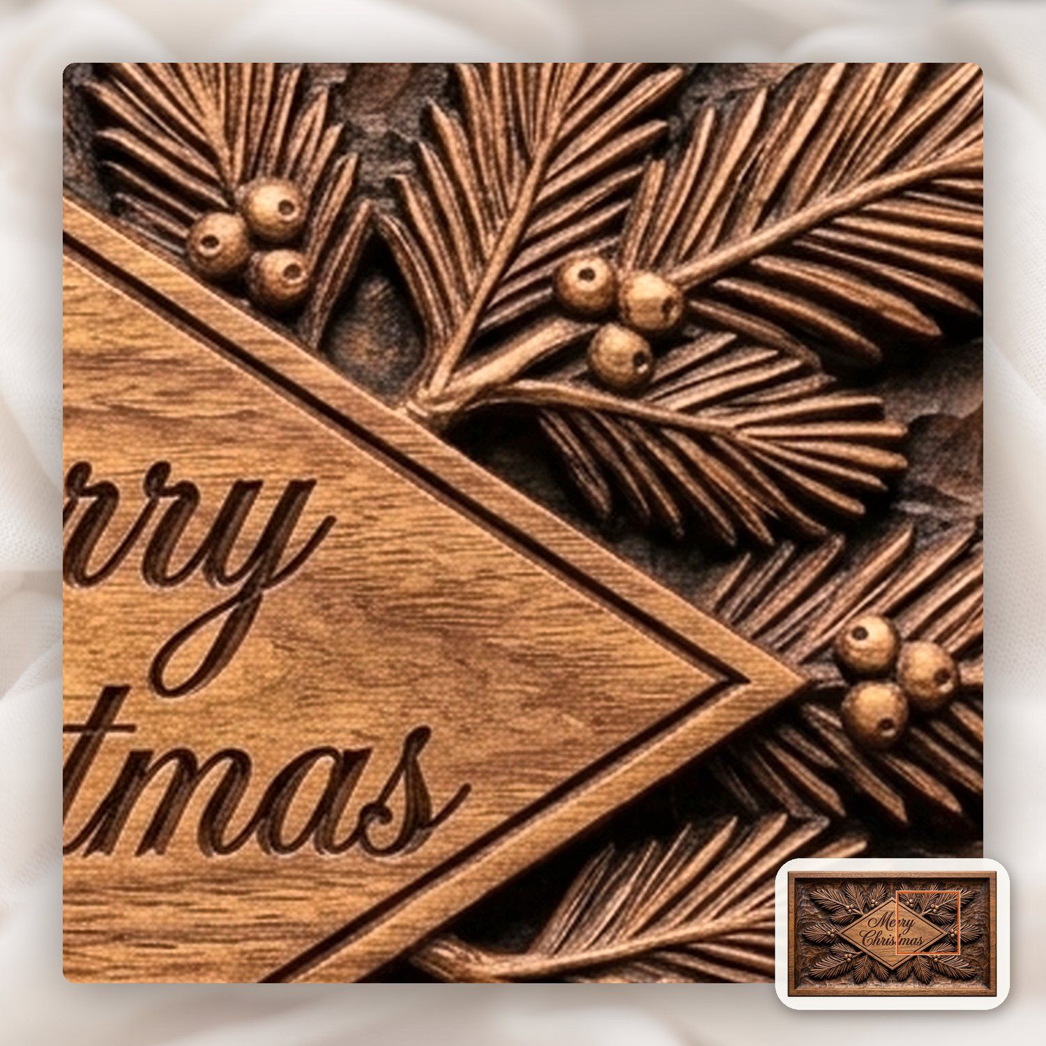 Merry Christmas Diamond Plaque CNC Relief STL bas-relief STL — view 12