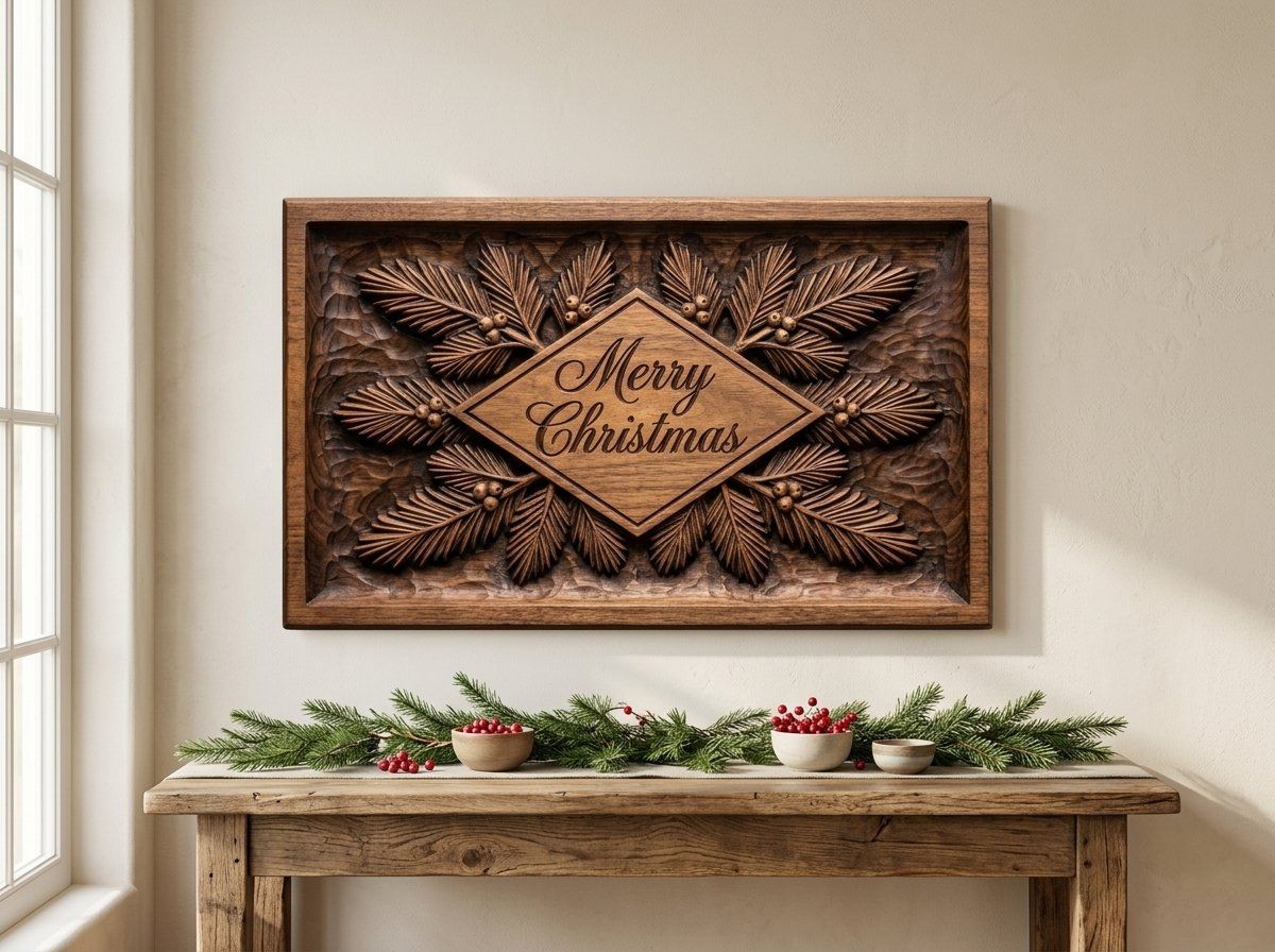 Merry Christmas Diamond Plaque CNC Relief STL bas-relief STL — view 13