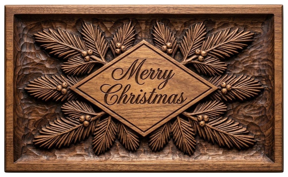 Merry Christmas Diamond Plaque CNC Relief STL bas-relief STL — view 4
