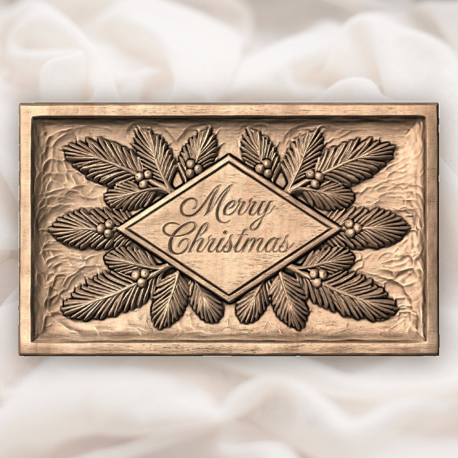 Merry Christmas Diamond Plaque CNC Relief STL bas-relief STL — view 5