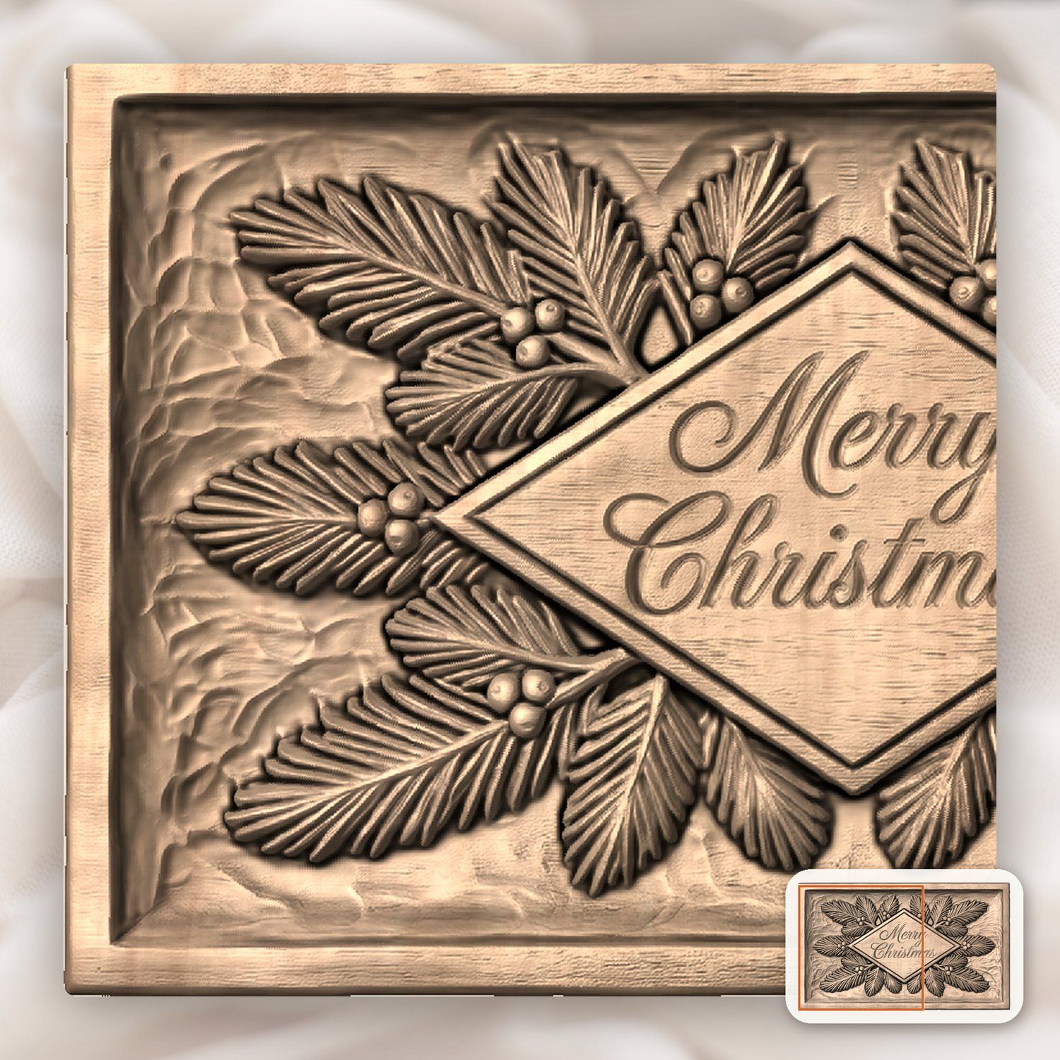 Merry Christmas Diamond Plaque CNC Relief STL bas-relief STL — view 9