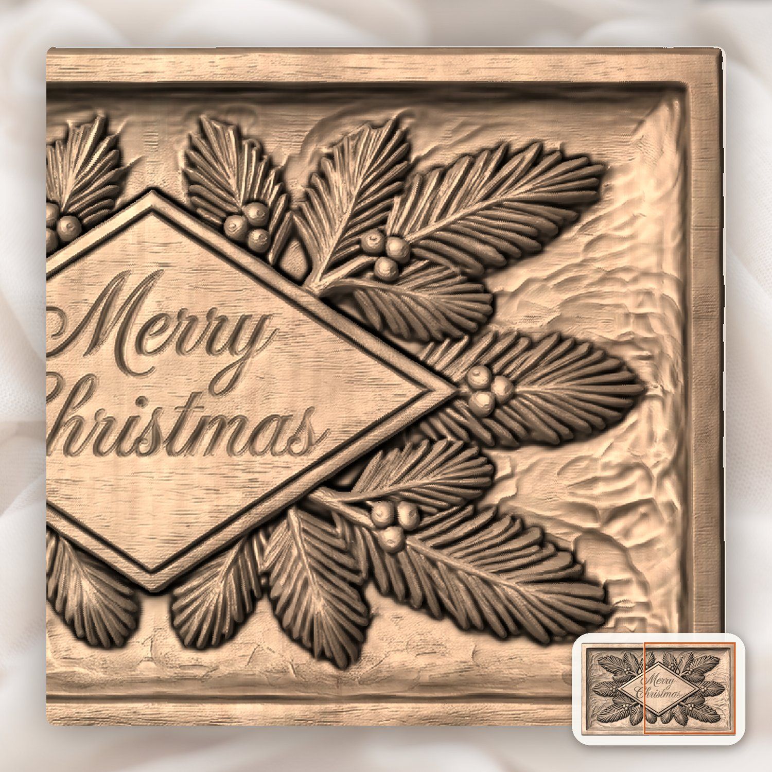 Merry Christmas Diamond Plaque CNC Relief STL bas-relief STL — view 10