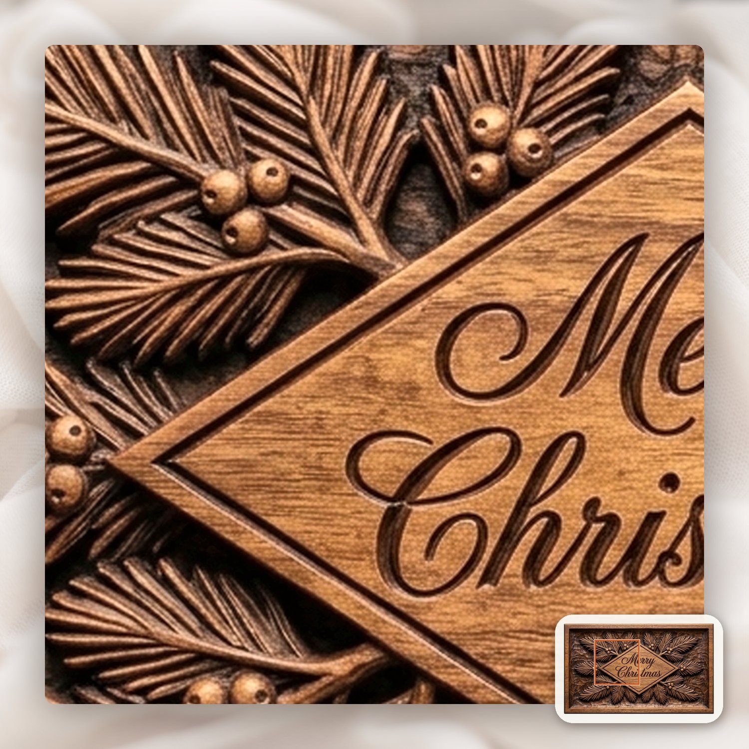 Merry Christmas Diamond Plaque CNC Relief STL bas-relief STL — view 11