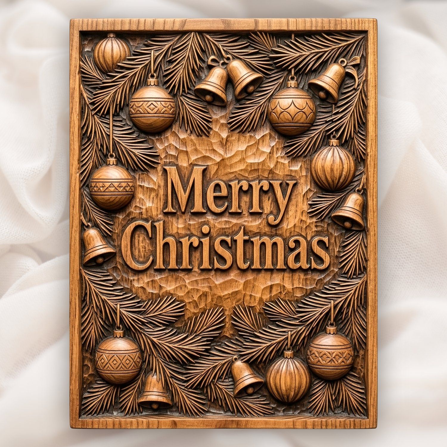 Merry Christmas Ornament Holiday CNC Relief STL bas-relief STL design