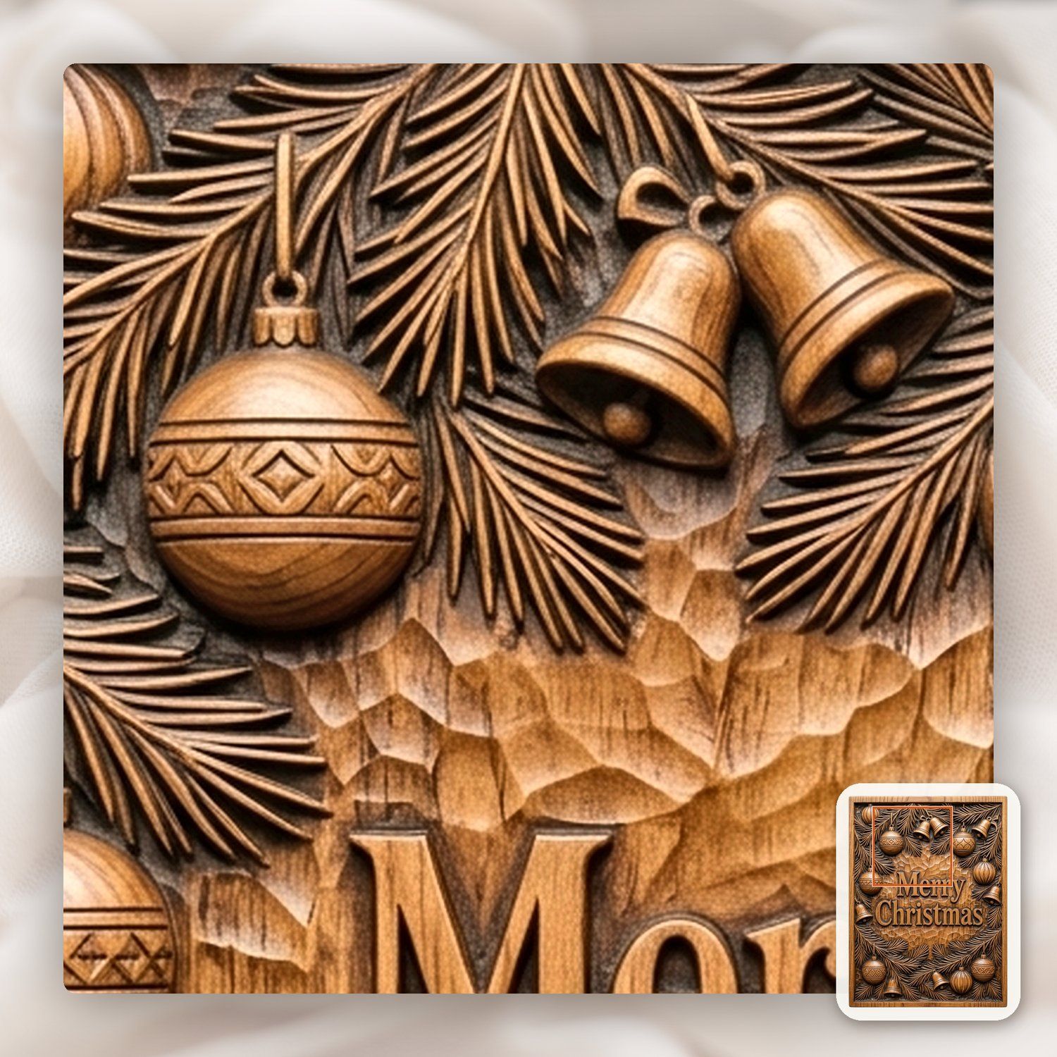 Merry Christmas Ornament Holiday CNC Relief STL bas-relief STL — view 12