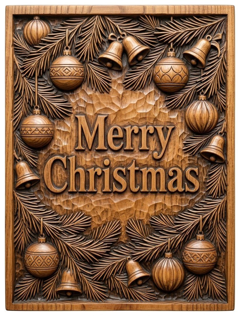 Merry Christmas Ornament Holiday CNC Relief STL bas-relief STL — view 13
