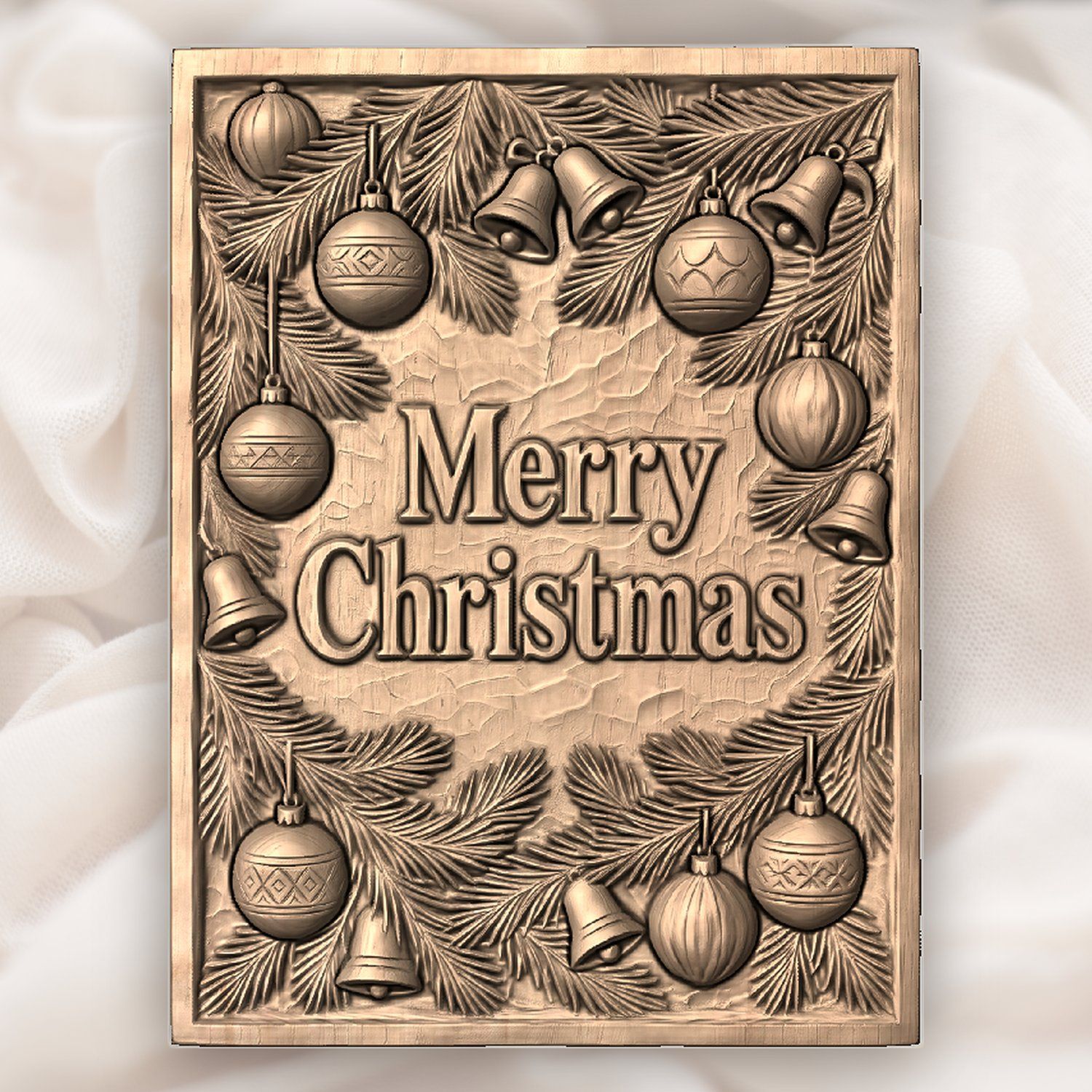 Merry Christmas Ornament Holiday CNC Relief STL bas-relief STL — view 4
