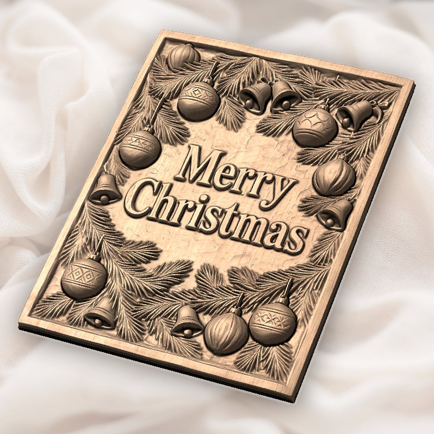 Merry Christmas Ornament Holiday CNC Relief STL bas-relief STL — view 5