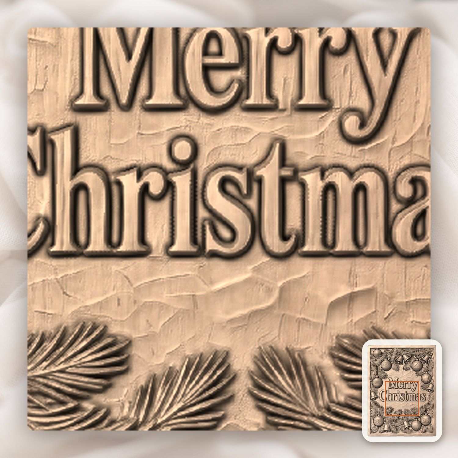 Merry Christmas Ornament Holiday CNC Relief STL bas-relief STL — view 7