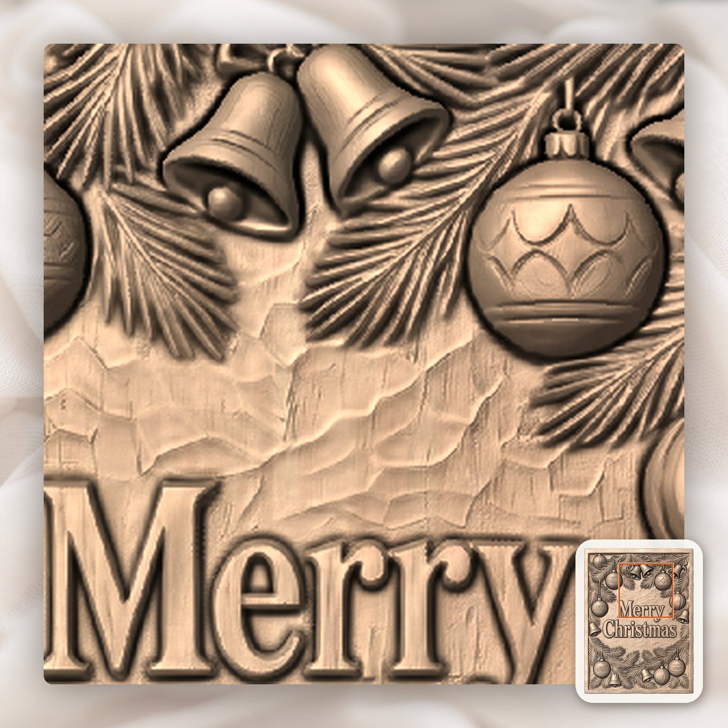Merry Christmas Ornament Holiday CNC Relief STL bas-relief STL — view 8