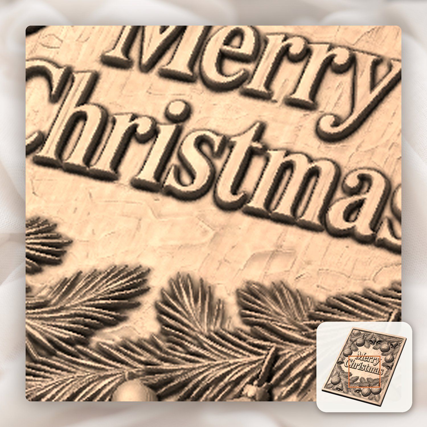 Merry Christmas Ornament Holiday CNC Relief STL bas-relief STL — view 9