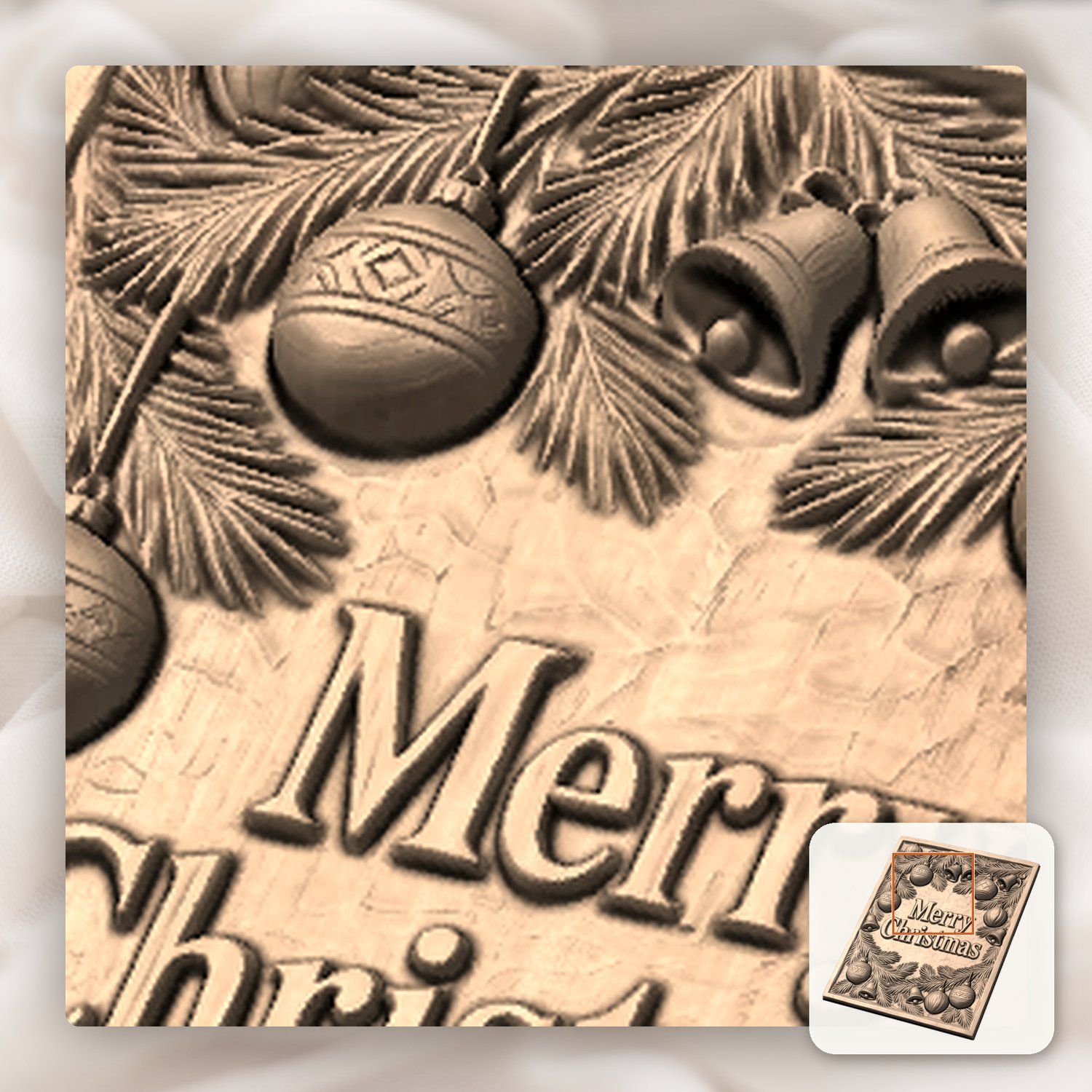 Merry Christmas Ornament Holiday CNC Relief STL bas-relief STL — view 10