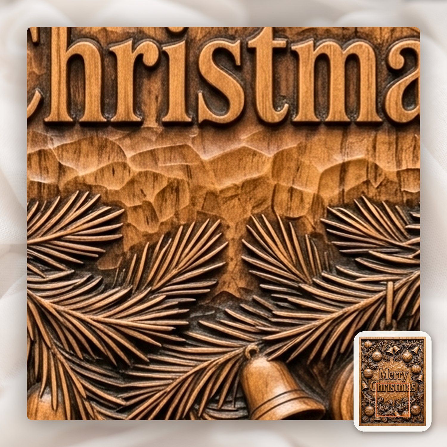 Merry Christmas Ornament Holiday CNC Relief STL bas-relief STL — view 11