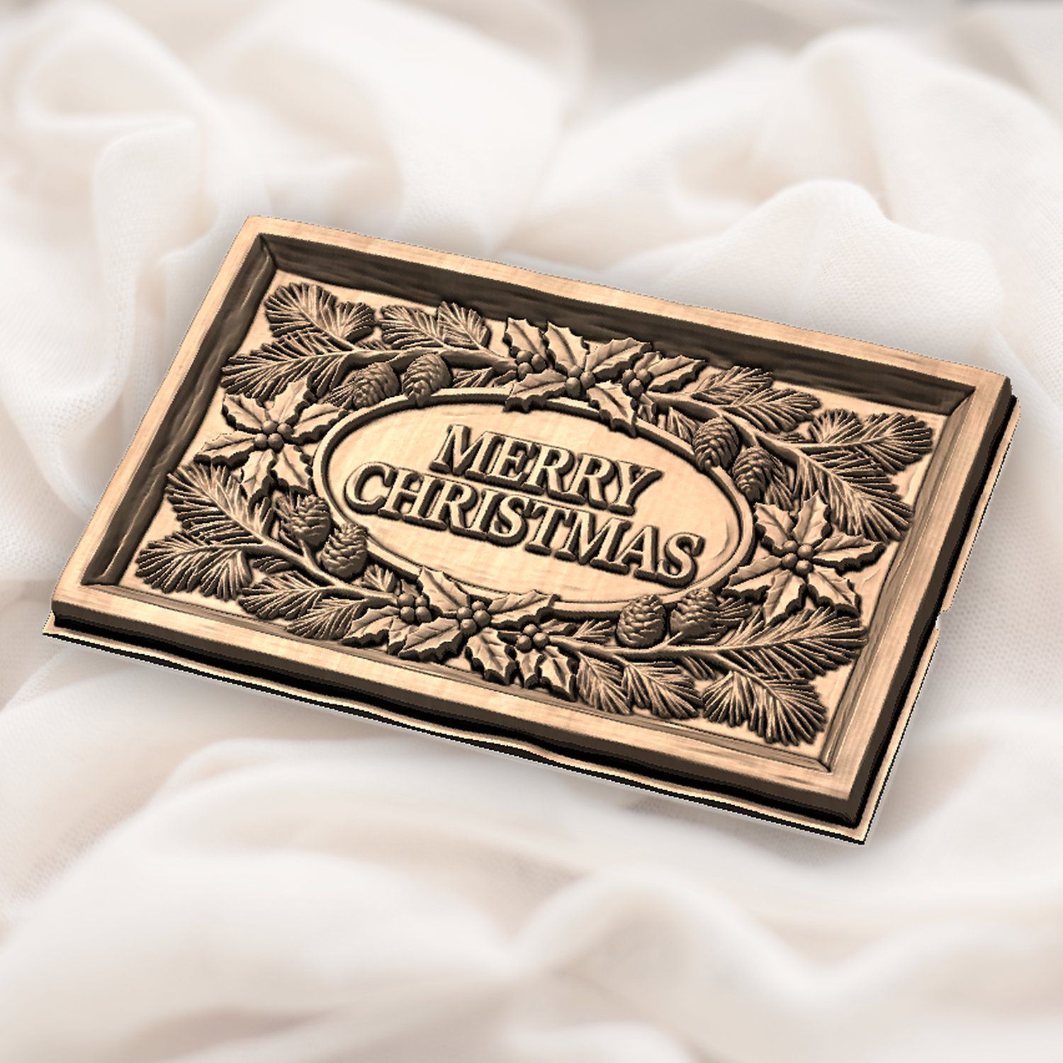 Merry Christmas Ornate Holiday Plaque CNC Relief STL bas-relief STL — view 5