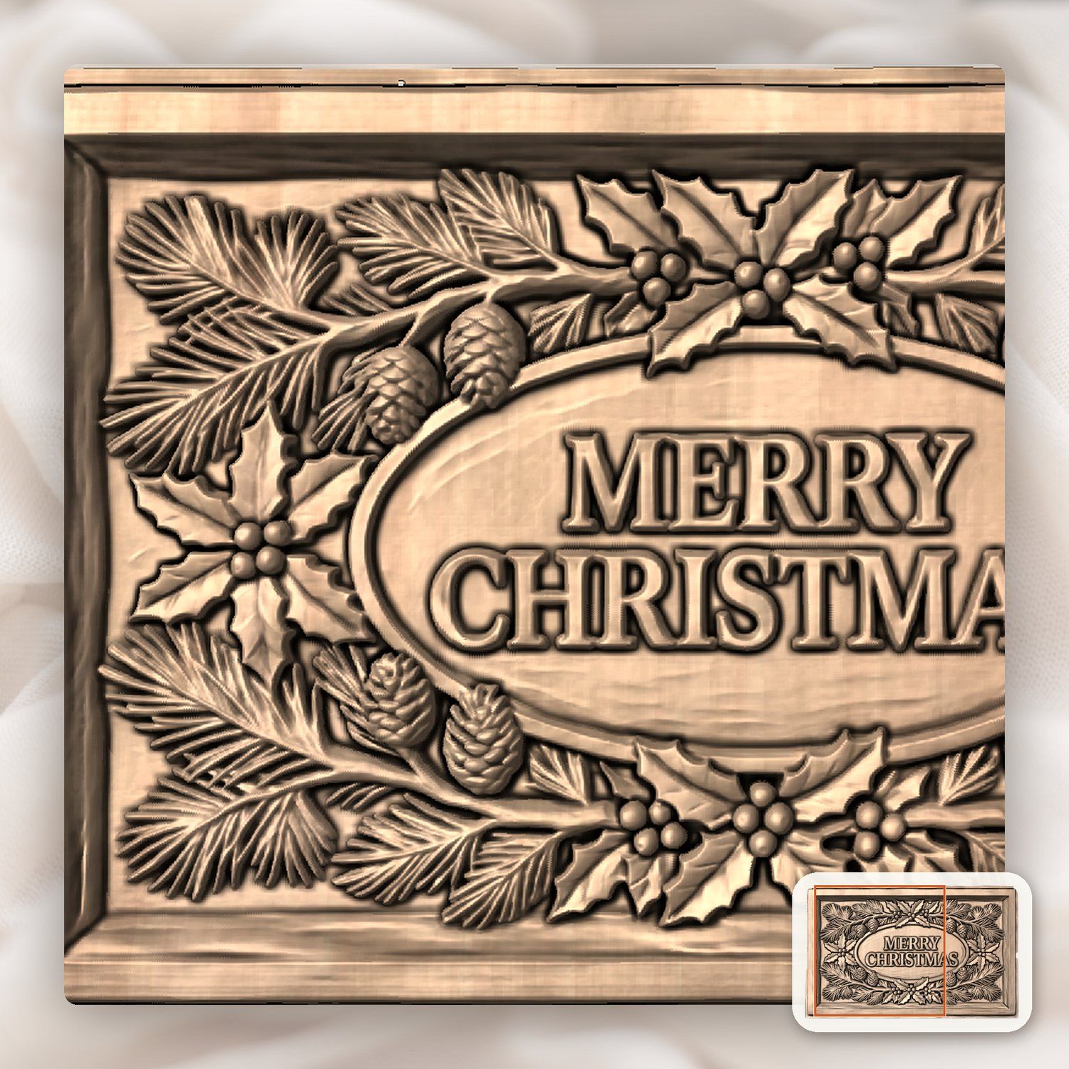 Merry Christmas Ornate Holiday Plaque CNC Relief STL bas-relief STL — view 8