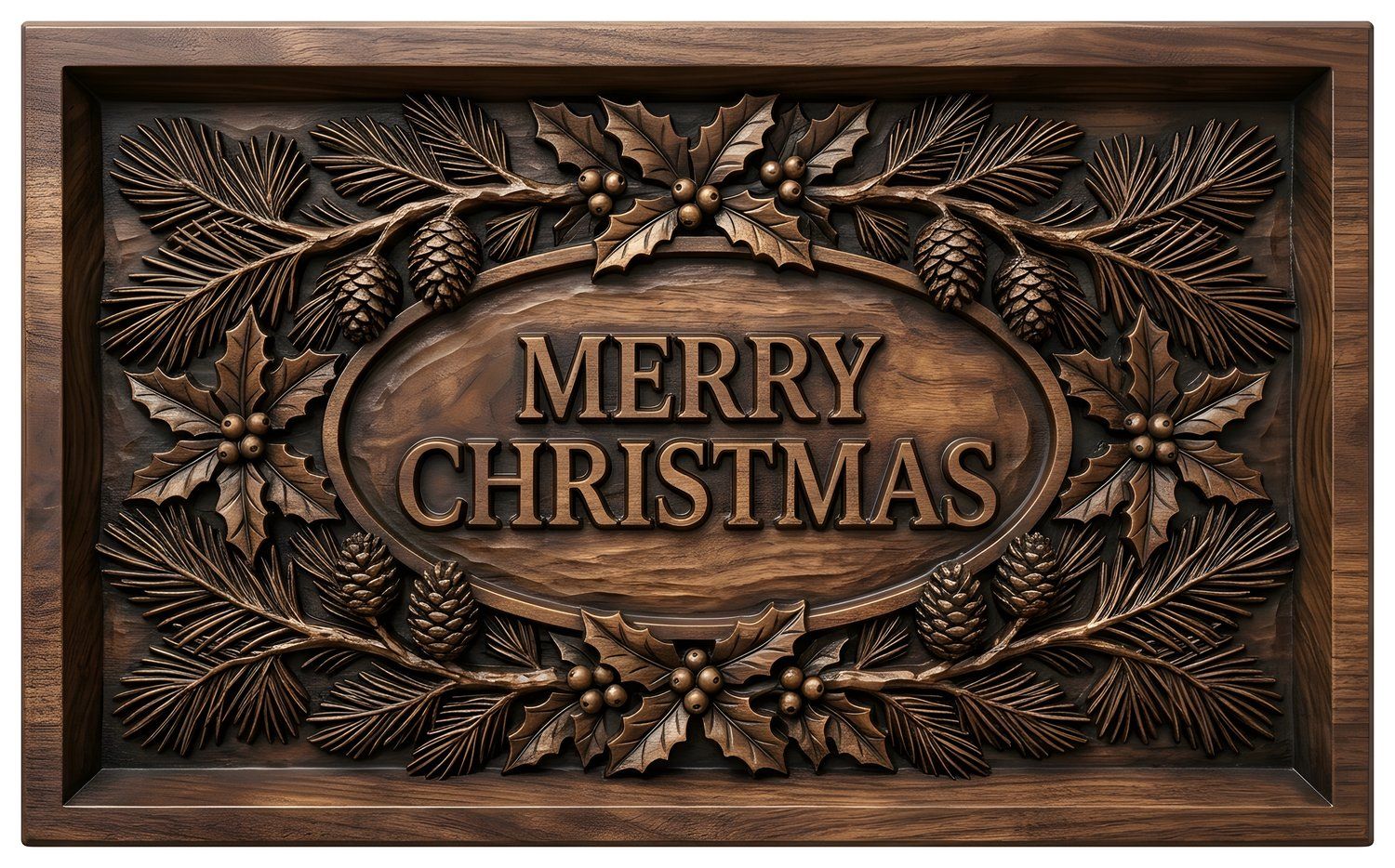 Merry Christmas Ornate Holiday Plaque CNC Relief STL bas-relief STL — view 10