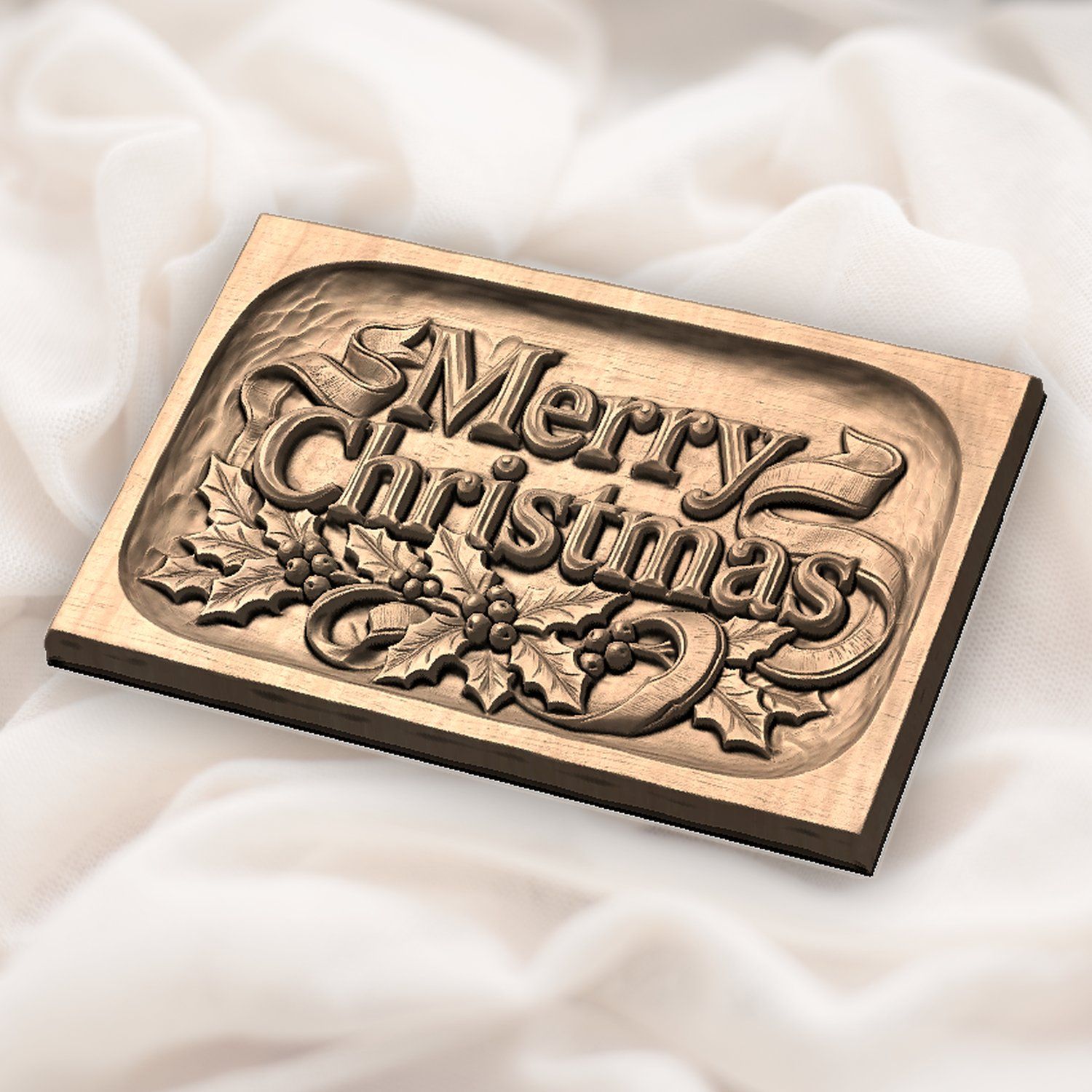 Merry Christmas Ornate Holiday Plaque CNC Relief STL bas-relief STL — view 5