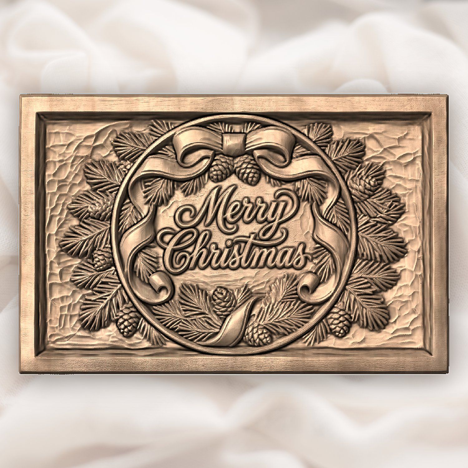 Merry Christmas Pinecone CNC Relief STL bas-relief STL — view 5