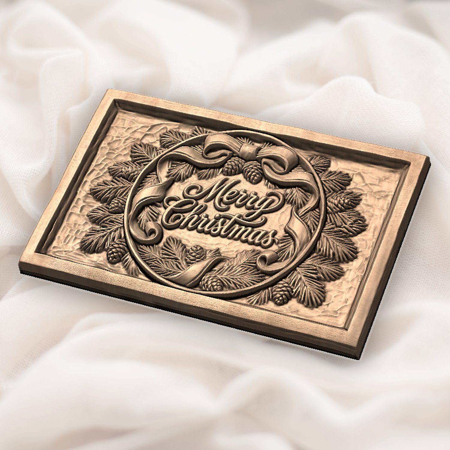 Merry Christmas Pinecone CNC Relief STL bas-relief STL — view 6