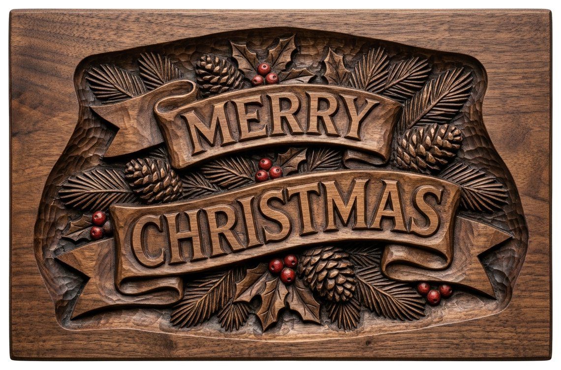 Merry Christmas Plaque CNC Relief STL bas-relief STL — view 12
