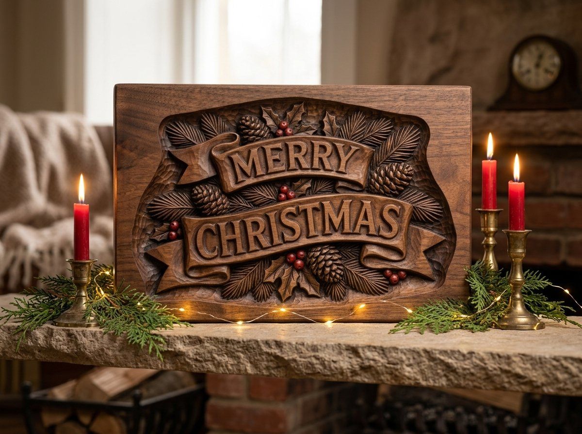 Merry Christmas Plaque CNC Relief STL bas-relief STL — view 13