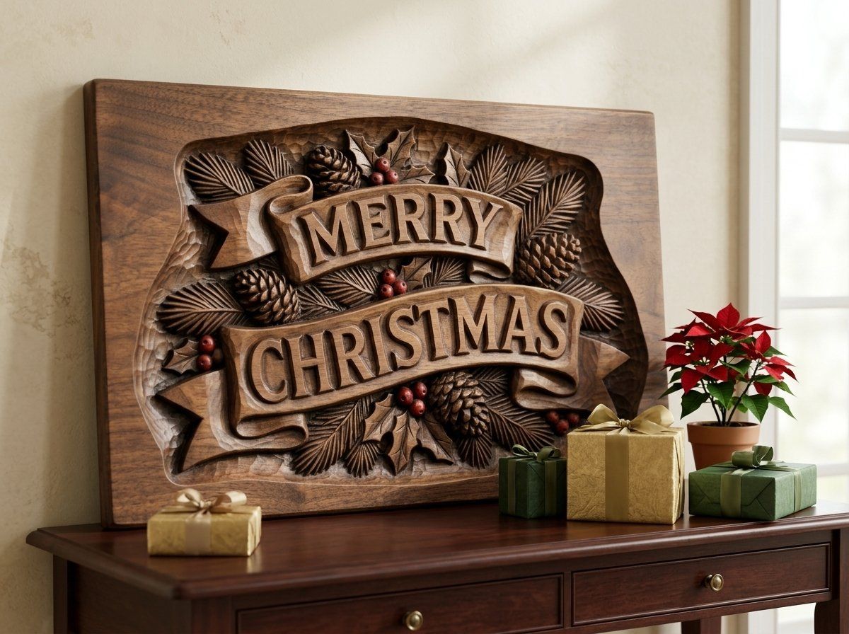 Merry Christmas Plaque CNC Relief STL bas-relief STL — view 14