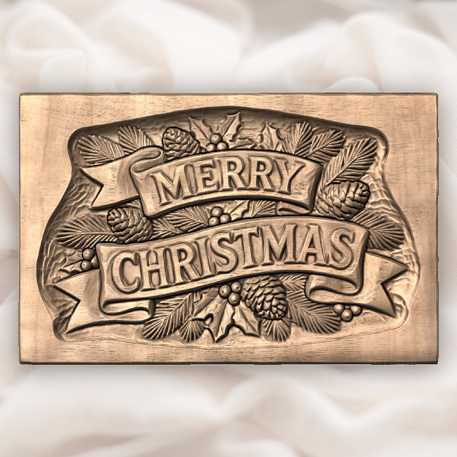 Merry Christmas Plaque CNC Relief STL bas-relief STL — view 4